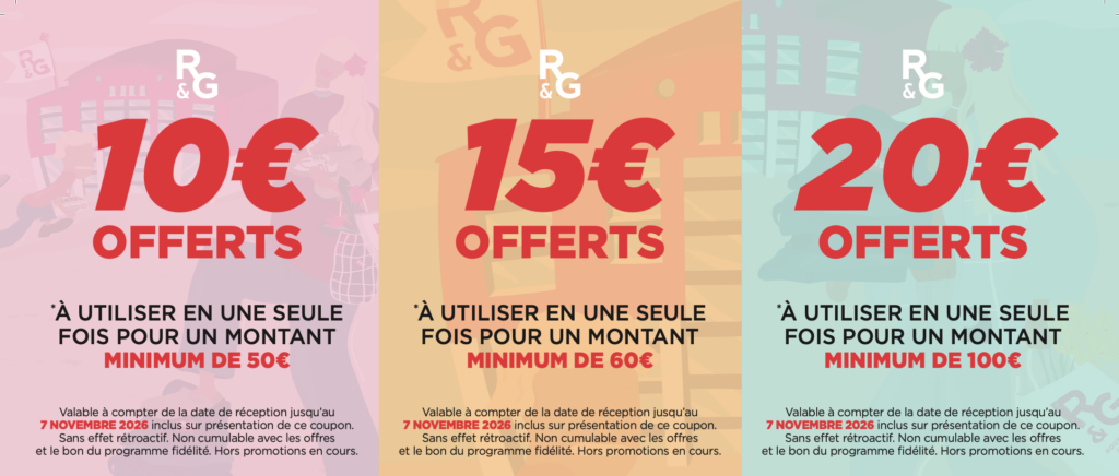 Programme fidélité bons d’achat de 10 €, 15€ et 20 €